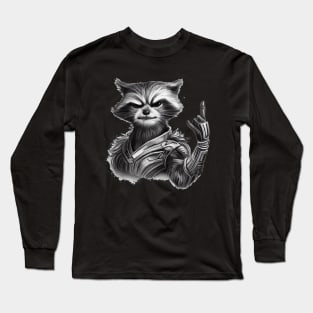 Rocket Raccoon Rock Sign Long Sleeve T-Shirt